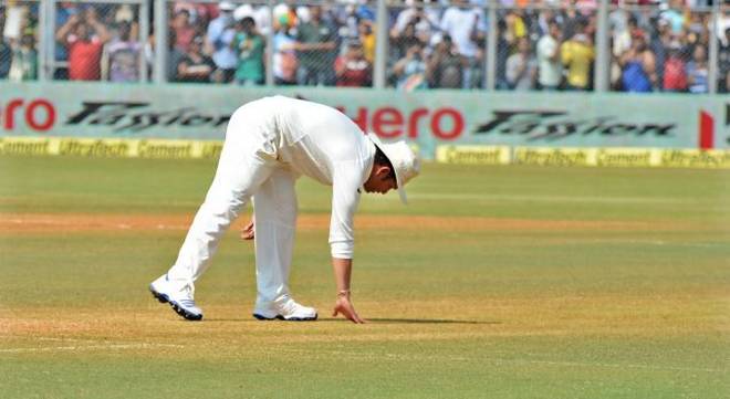 Sachin paying respect to the 22 yards in his final test match