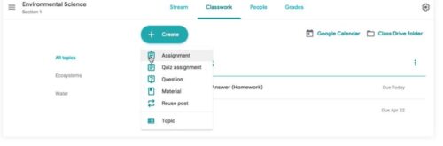 Google Classroom Assignments