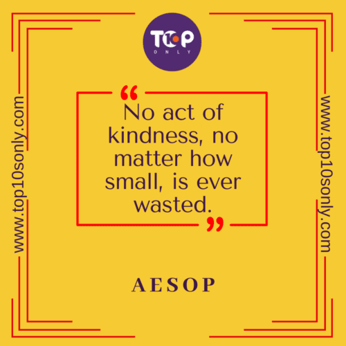 Top 10 Short & Meaningful Quotes & Sayings on Kindness:No act of kindness, no matter how small is ever wasted –Aesop