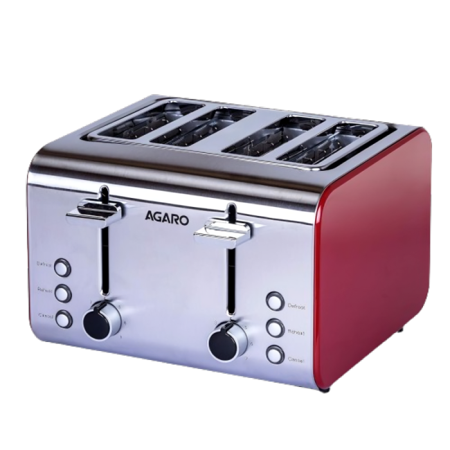 agaro 1400 1600 watt power grand stainless steel 4 slice pop up toaster