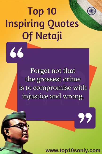 top 10s only quotes of netaji subhash chandra bose forget not that the grossest crime is to compromise with injustice and wrong