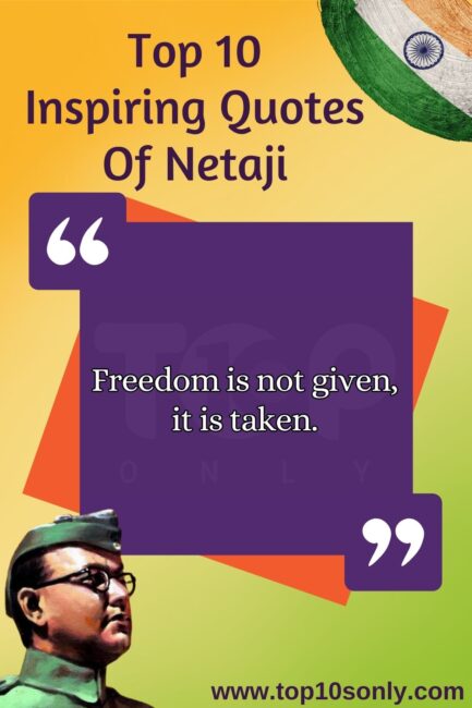 top 10s only quotes of netaji subhash chandra bose freedom is not given, it is taken