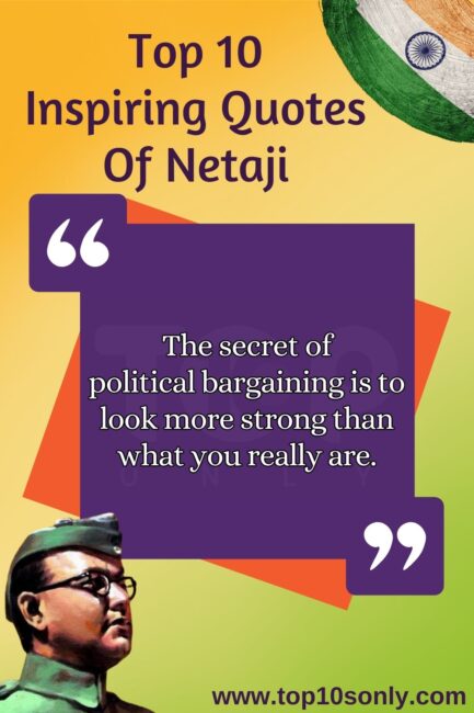 top 10s only quotes of netaji subhash chandra bose the secret of political bargaining is to look more strong than what you really are
