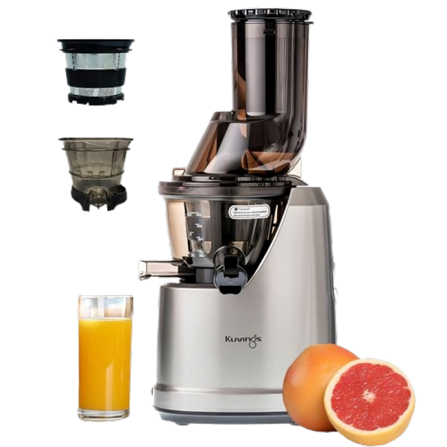 kuvings b1700 dark silver professional cold press whole slow juicer with smoothie sorbet attachments