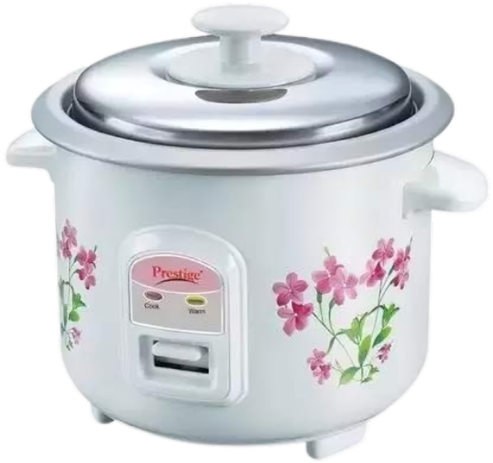 prestige prwo 0.6 l electric rice cooker with 2 cooking pans