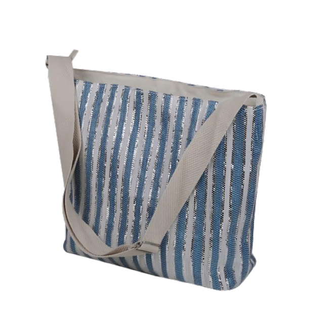 hobo tote white silver and blue