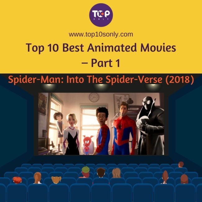 top 10 best animated movies – part 1 spider man into the spider verse (2018)